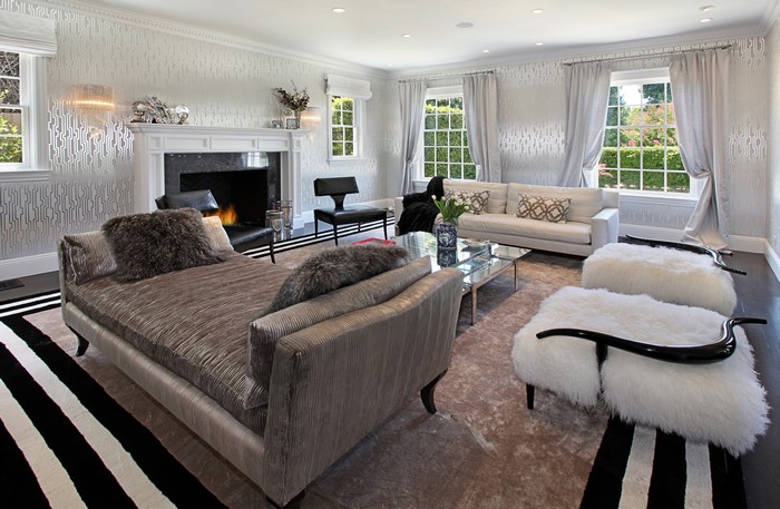 Living room with sofa and fireplace