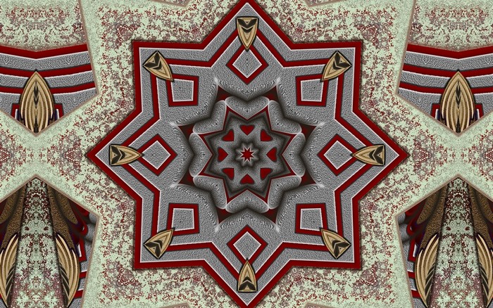 Abstract geometric star pattern with red and gray elements