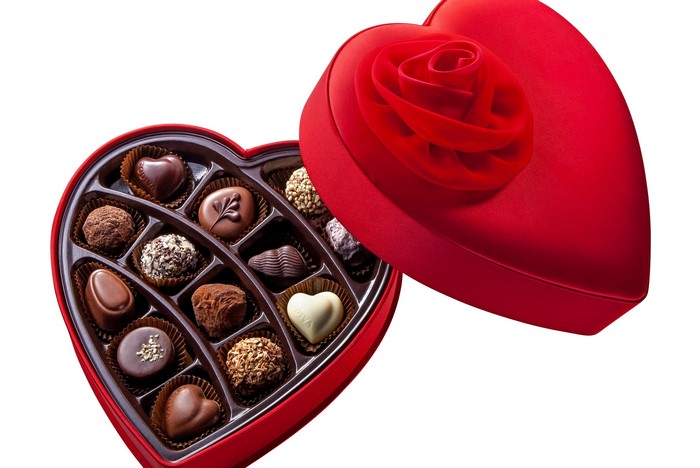 Heart-shaped box of assorted chocolates