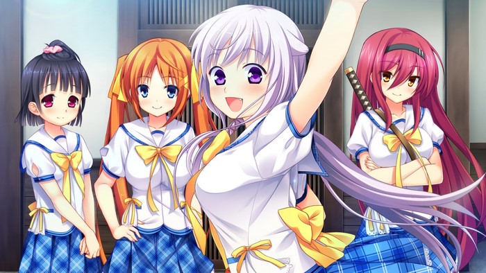 Four schoolgirls in uniform, Wagaya no Oinari-sama