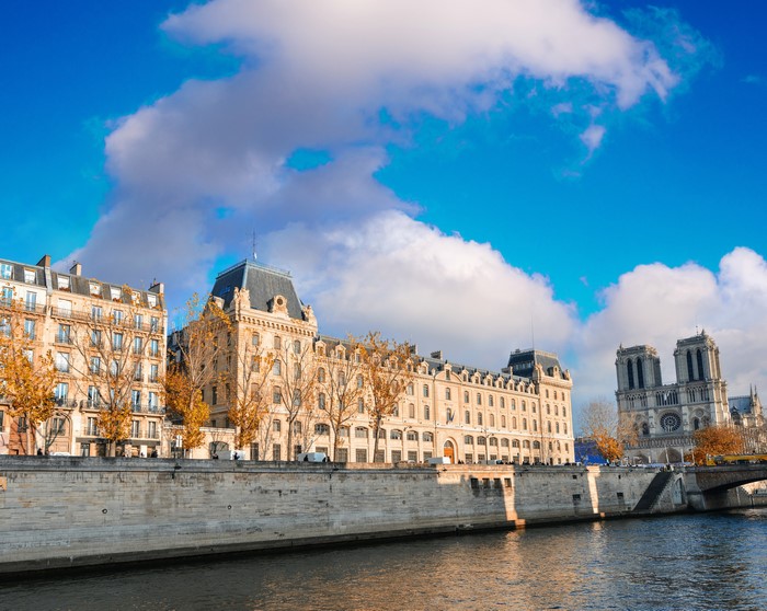 Paris, France - Notre Dame Cathedral and Seine River