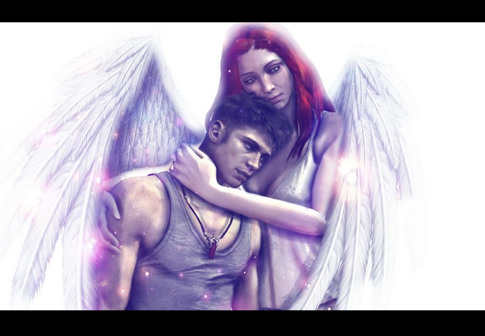 Dante from Devil May Cry with an Angel