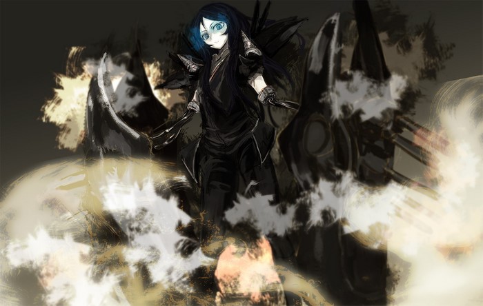 Kantai Collection character with dark wings