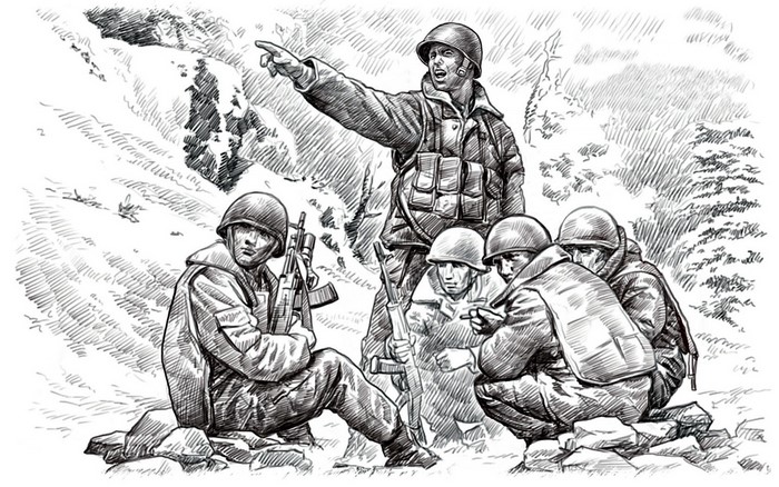 Soviet soldiers in Afghanistan during a military operation