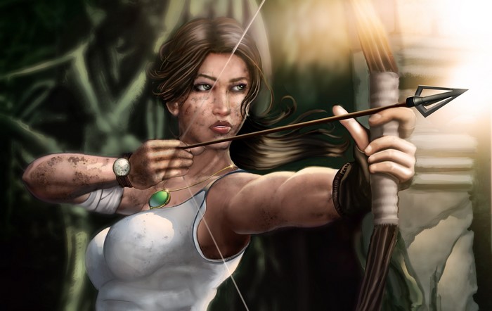 Lara Croft from Tomb Raider with bow and arrow