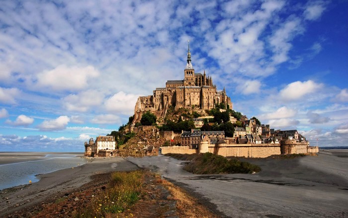 Mont Saint-Michel Abbey and village on a tidal island