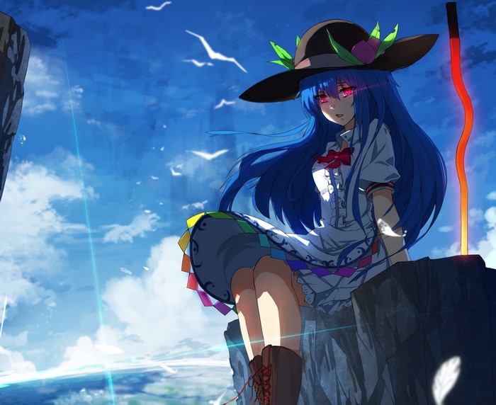 Hinanawi Tenshi from Touhou Collection wearing a hat