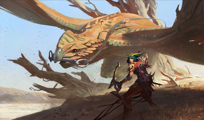 Archer with Dragon in a Dry Landscape