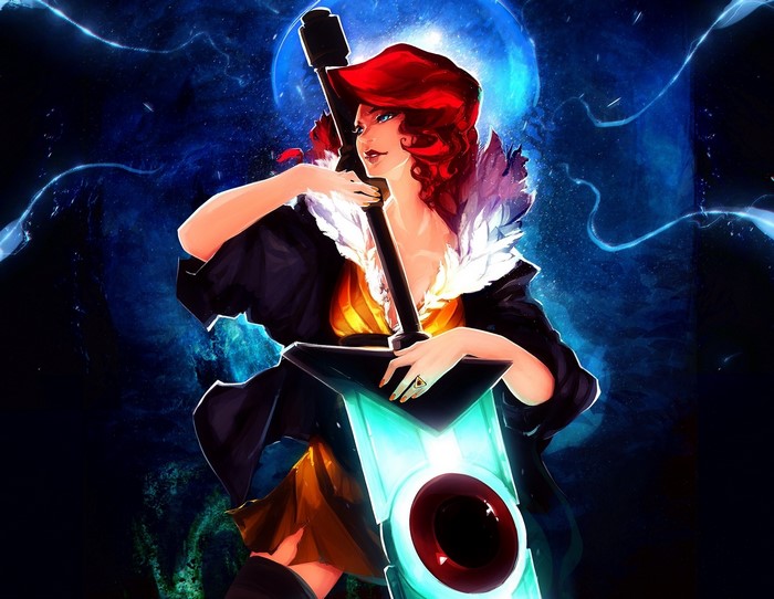 Redhead girl with sword from Transistor