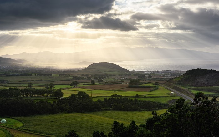 Ribeira-Grande Scenery with Fields and Sky