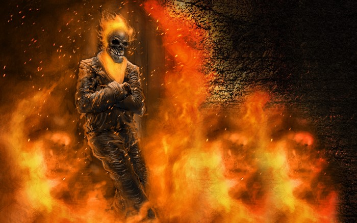Ghost Rider engulfed in flames