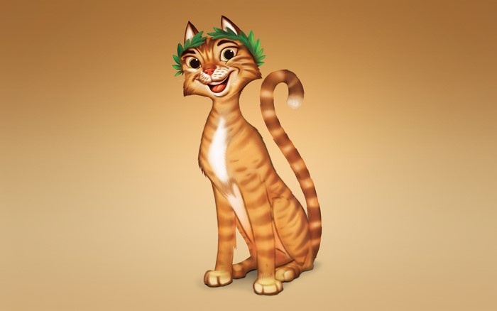 Orange tabby cat wearing a laurel wreath