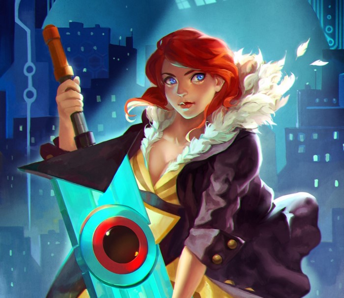 Redhead girl with sword from Transistor