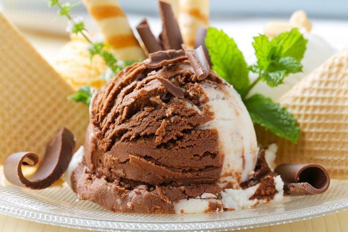 Chocolate and Vanilla Ice Cream with Wafers