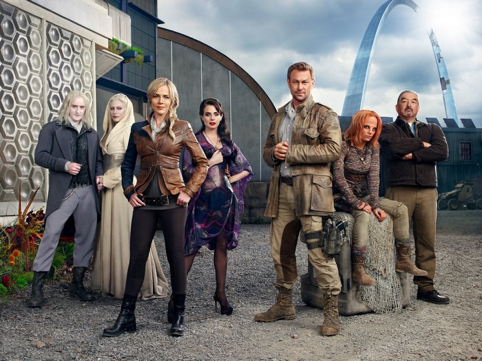 Defiance characters with Julie Benz