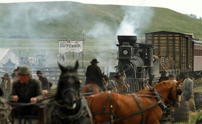 Train and Butcher Shop in a Western Town