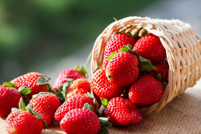 Strawberries in a Wicker Basket