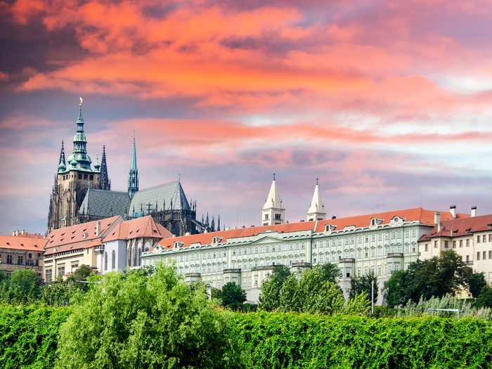 Prague Castle and St. Vitus Cathedral at sunset