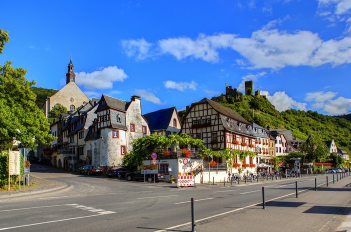 Half-timbered houses and castle ruins in Germany