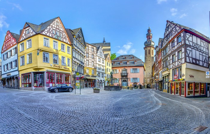 Cochem, Germany Town Square with Half-Timbered Houses