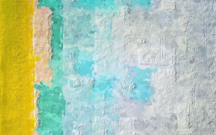 Abstract textured painting with yellow, green, and white colors