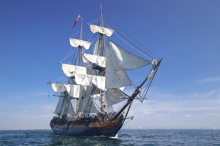 Tall Ship Sailing on the Sea