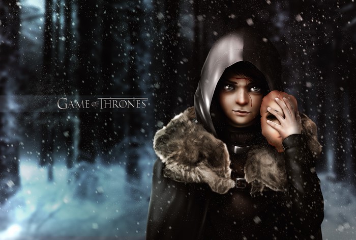 Arya Stark from Game of Thrones in snow