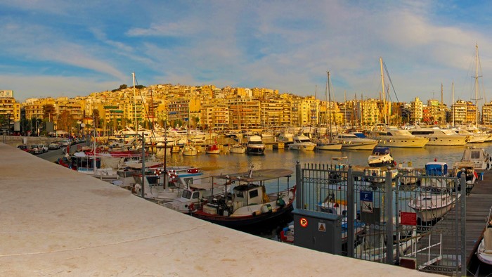 Pireas, Greece Marina with Boats and Buildings