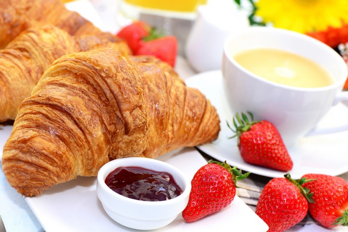 Croissants with Strawberry Jam and Coffee