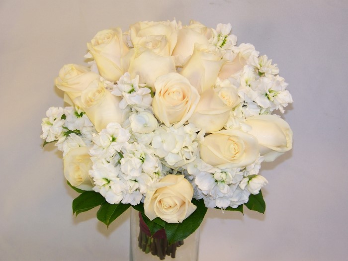 White rose and hydrangea bouquet