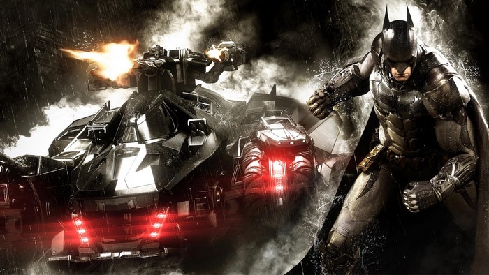 Batman and Batmobile in Arkham Knight
