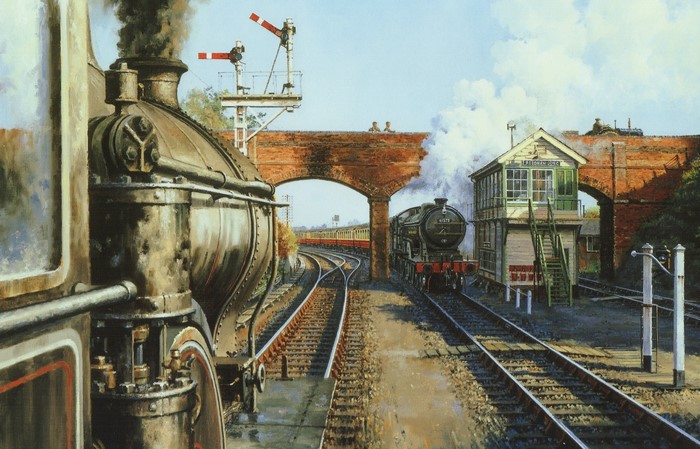 Steam Trains at a Railway Junction