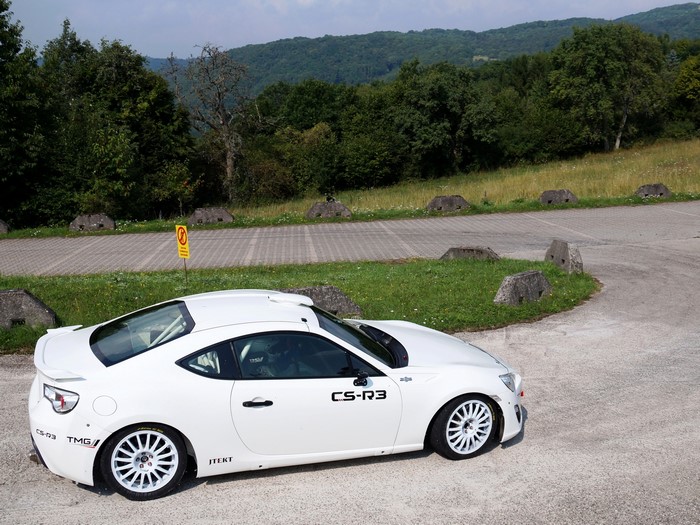 White 2014 GT86 CS-R3 rally car