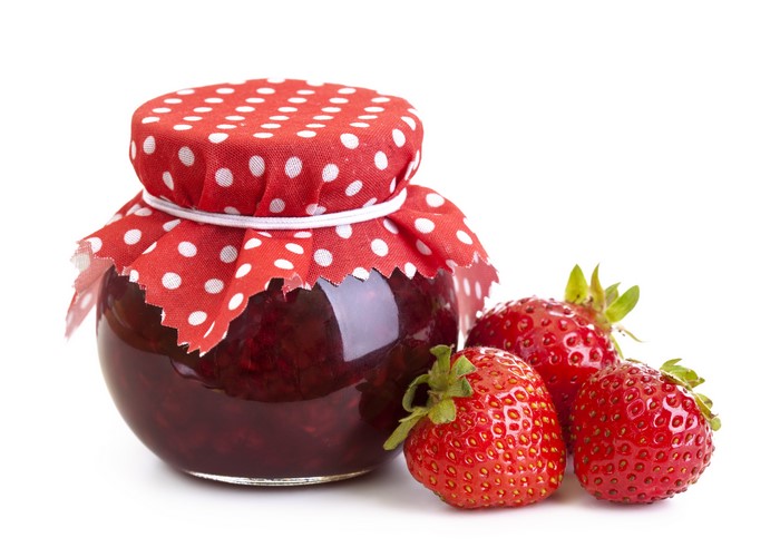 4K Close-Up of Strawberry Jam Jar with Fresh Strawberries