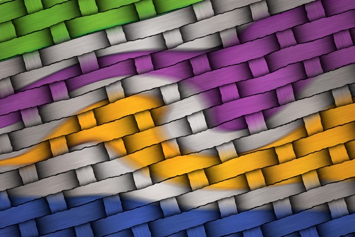 Abstract woven texture with colorful stripes