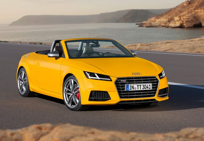 Yellow Audi TT Roadster on a Coastal Road