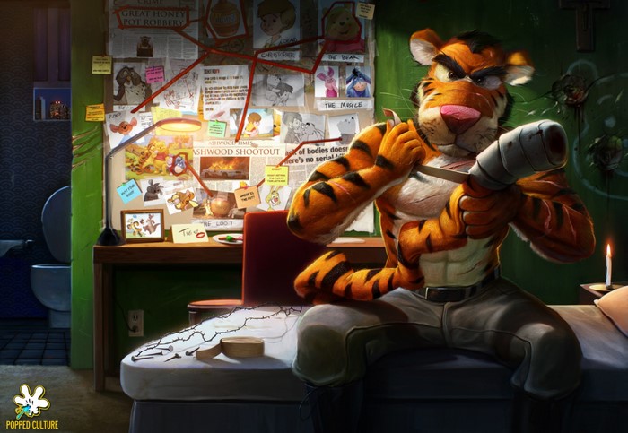 Tigger from Winnie-the-Pooh planning a crime