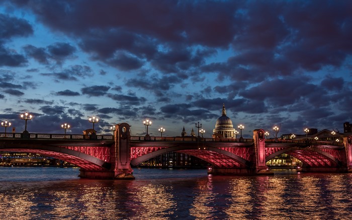 London Bridge at Night with St. Paul's Cathedral