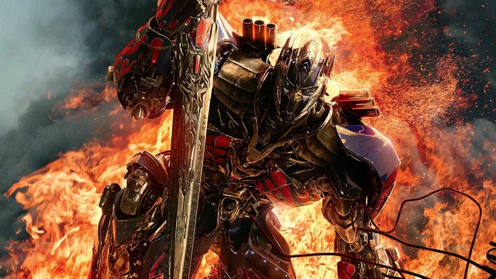 Optimus Prime from Transformers in fire