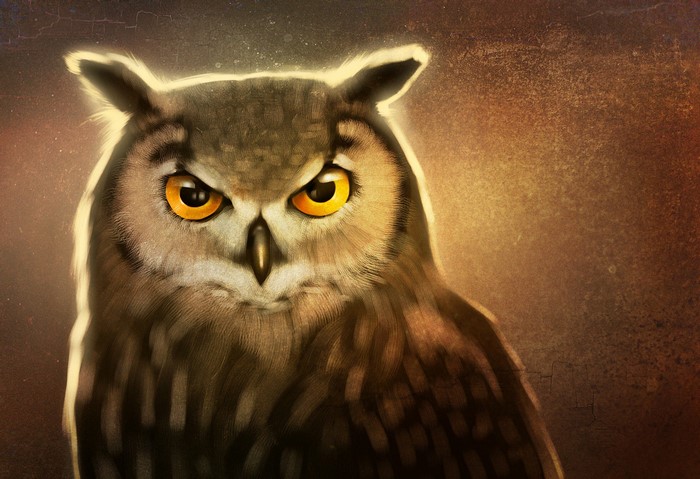 Painting of a Great Horned Owl