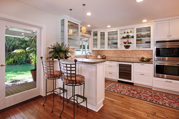Modern kitchen with island and bar stools