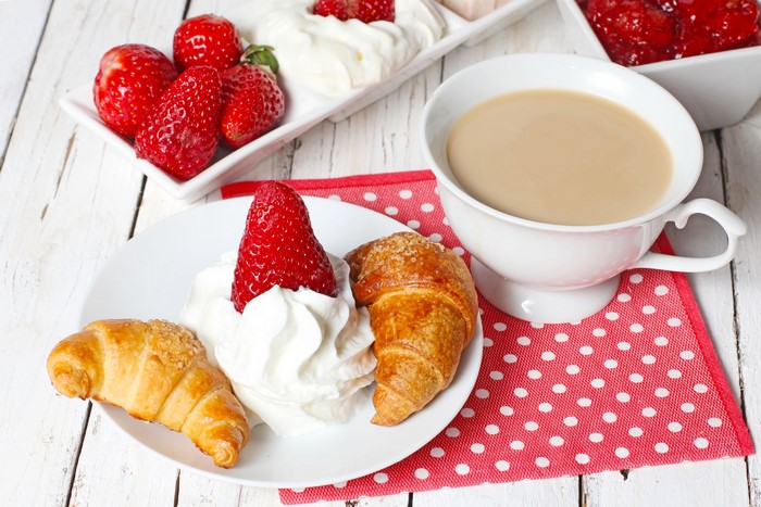 Coffee, Strawberries, and Pastries Still Life