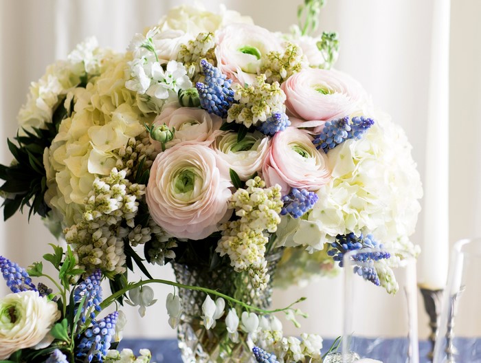 Bouquet of Ranunculus, Lupinus, and Hydrangea flowers