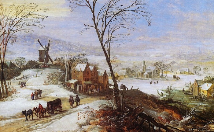 Winter Landscape with a Mill and Village