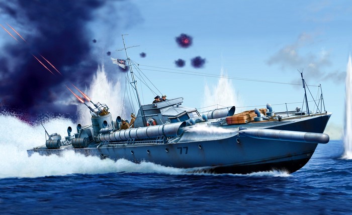 Vosper 72-6 MTB 77 Torpedo Boat in Combat