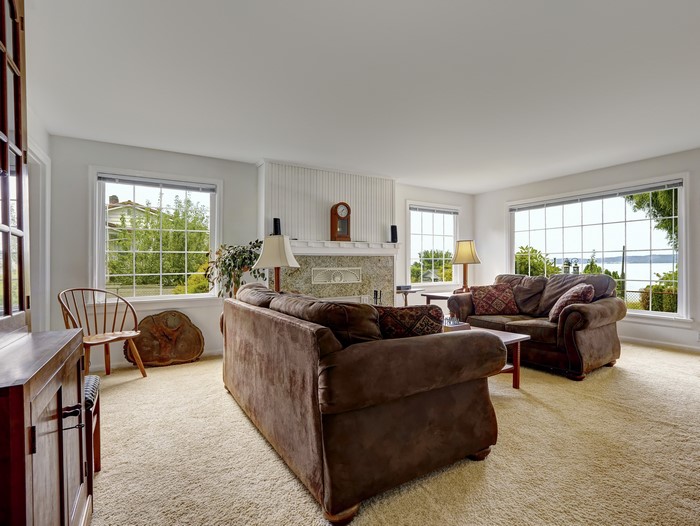 Living room with sofas and fireplace