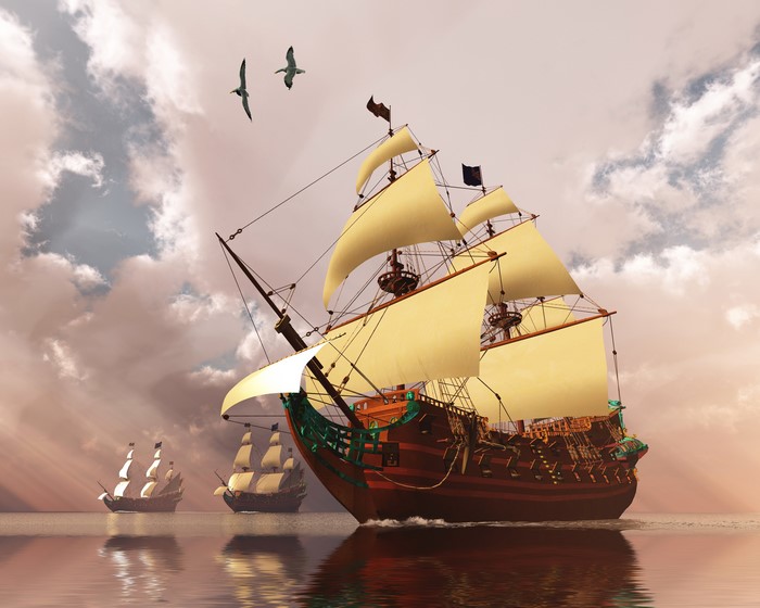 4K Ships Sailing on the Sea