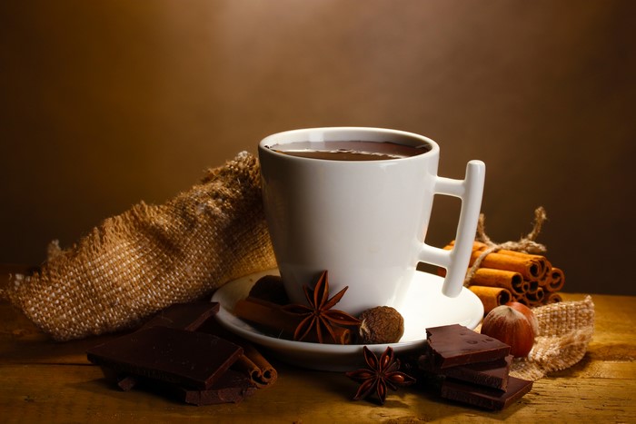 Hot Chocolate with Cinnamon and Chocolate Bars