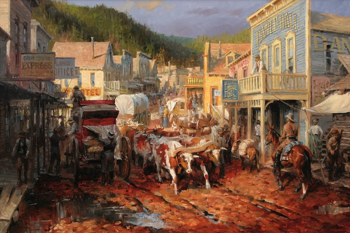 Andy Thomas Gold Town Cattle Drive Scene