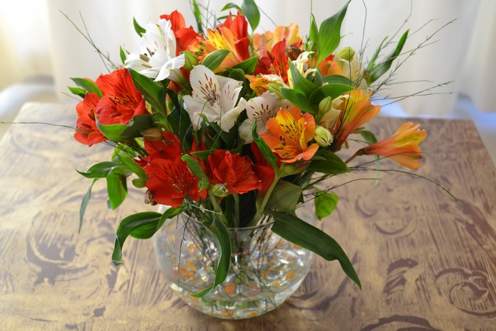 Bouquet of Alstroemeria in a vase